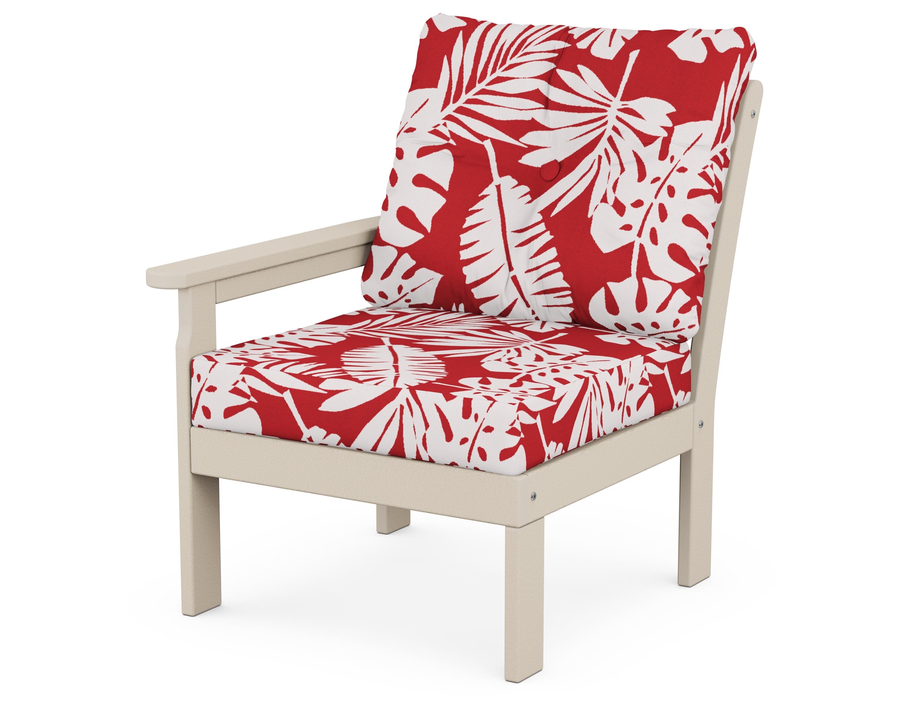 POLYWOOD® Vineyard Modular Left Arm Chair in Sand / Leaf Crimson