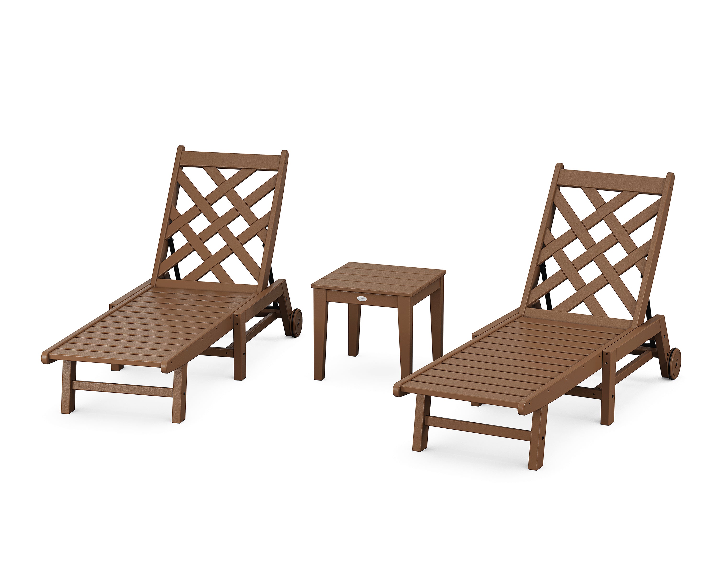 Country Living Wovendale 3-Piece Chaise Set with Wheels in Teak