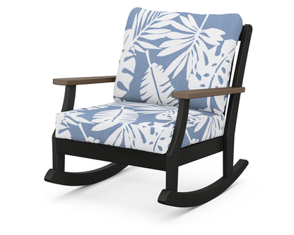 POLYWOOD® Braxton Deep Seating Rocking Chair in Black / Kona / Leaf Sky Blue