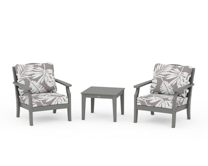 Draper James™ by  POLYWOOD® Savannah 3-Piece Deep Seating Set in Slate Grey / Leaf Grey Mist