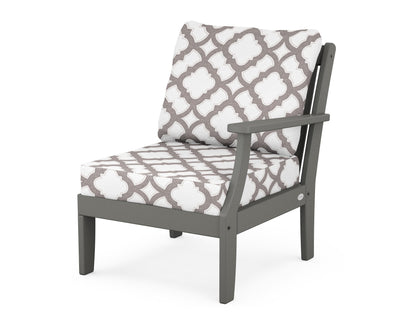 POLYWOOD® Braxton Modular Right Arm Chair in Slate Grey / Trellis Grey Mist