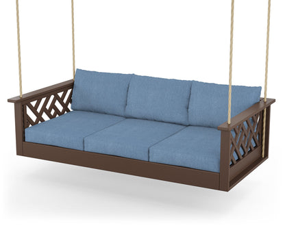 POLYWOOD® Chippendale Daybed Swing in Mahogany / Sky Blue