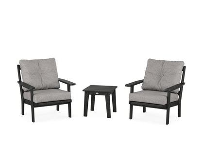 POLYWOOD® Prairie 3-Piece Deep Seating Set in Black / Grey Mist
