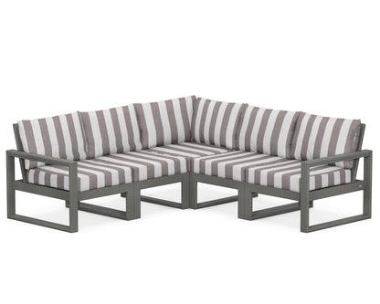 POLYWOOD® EDGE 5-Piece Modular Deep Seating Set in Slate Grey / Cabana Stripe Grey Mist