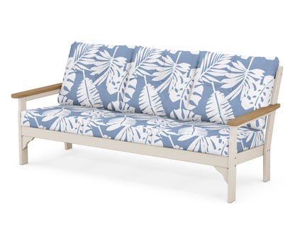 POLYWOOD® Vineyard Deep Seating Sofa in Sand / Natural / Leaf Sky Blue