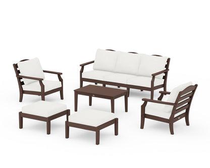 Draper James™ by  POLYWOOD® Savannah 6-Piece Lounge Sofa Set in Mahogany / Natural Linen