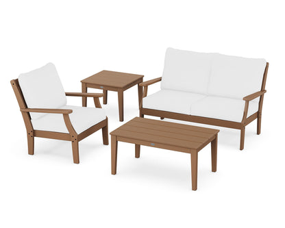 POLYWOOD® Braxton 4-Piece Deep Seating Set in Teak / Natural