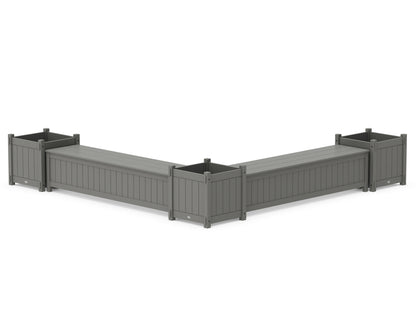 POLYWOOD® 72" Vineyard L- Shaped Planter Storage Bench Corner Set- Large in Slate Grey