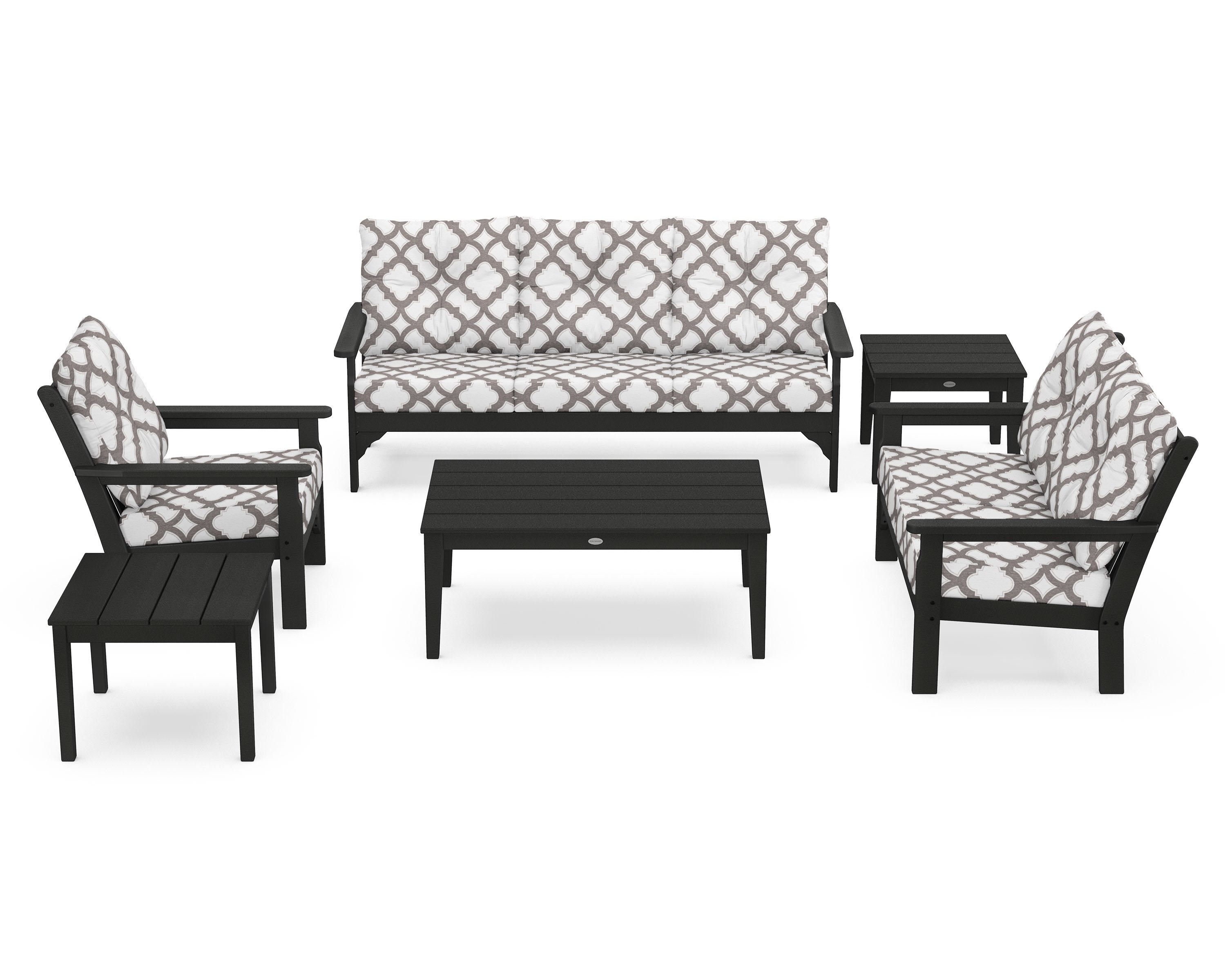 POLYWOOD® Vineyard 6-Piece Deep Seating Set in Green / Trellis Grey Mist