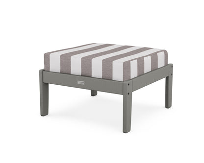 Country Living Cottage Deep Seating Ottoman in Slate Grey / Cabana Stripe Grey Mist