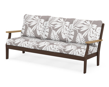 POLYWOOD® Braxton Deep Seating Sofa in Mahogany / Natural / Leaf Grey Mist