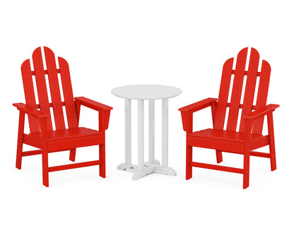 POLYWOOD® Long Island 3-Piece Round Bistro Dining Set in Sunset Red / White