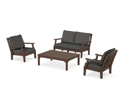 Martha Stewart by POLYWOOD® Chinoiserie 4-Piece Deep Seating Set with Loveseat in Mahogany / Spectrum Carbon