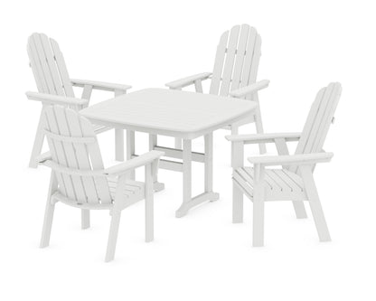 POLYWOOD® Vineyard Curveback Adirondack 5-Piece Dining Set in White