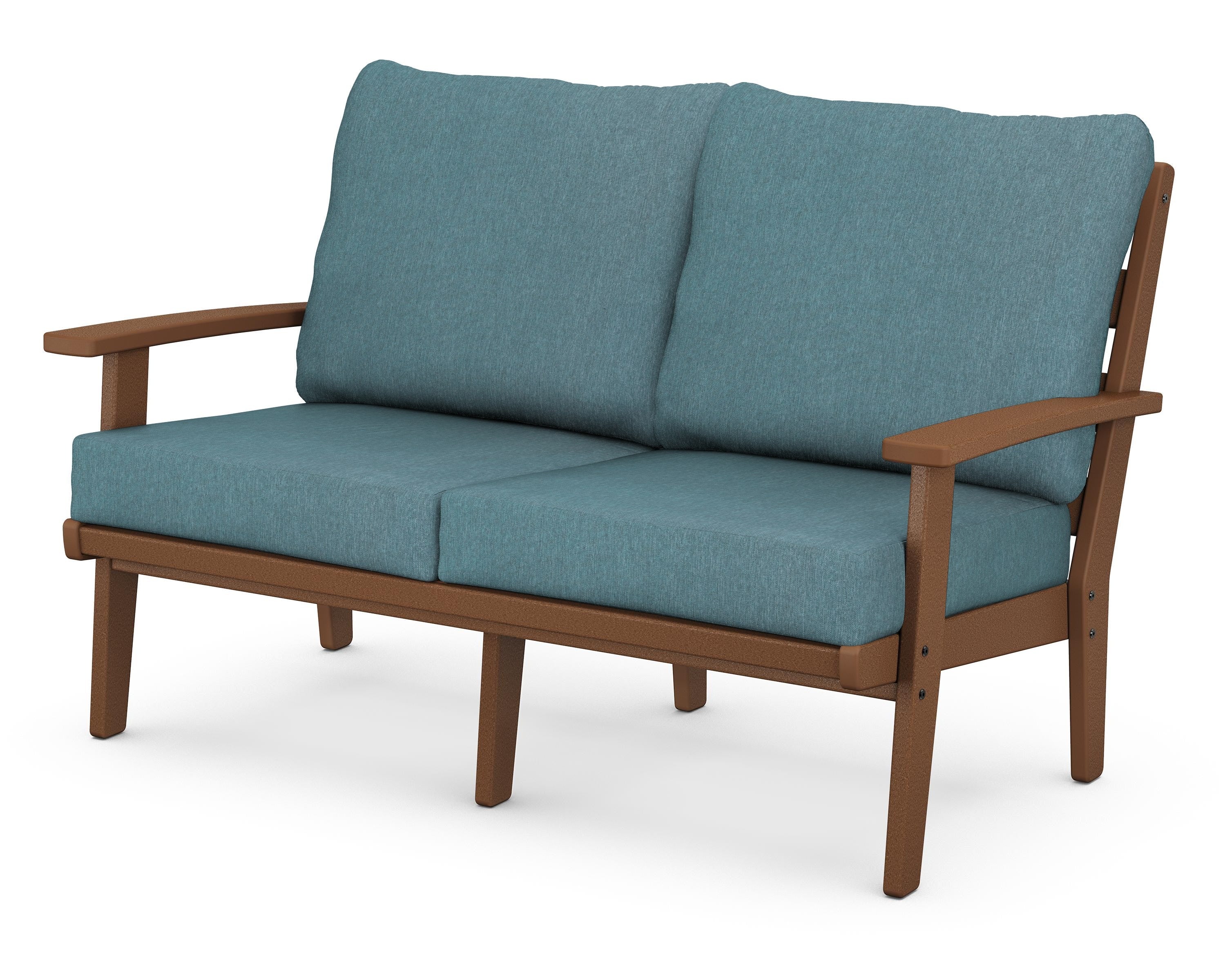 POLYWOOD® Grant Park Deep Seating Loveseat in Teak / Ocean Teal