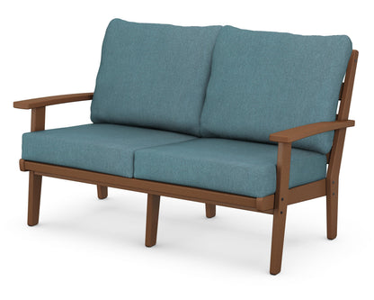 POLYWOOD® Grant Park Deep Seating Loveseat in Teak / Ocean Teal