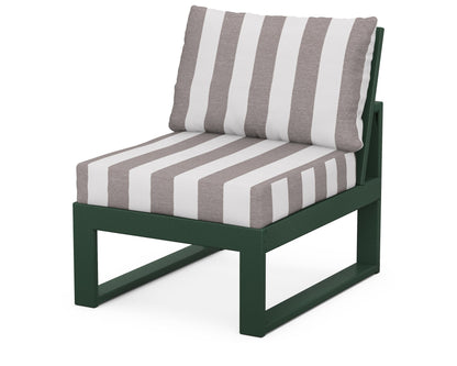 Unbranded Modular Armless Chair in Green / Cabana Stripe Grey Mist