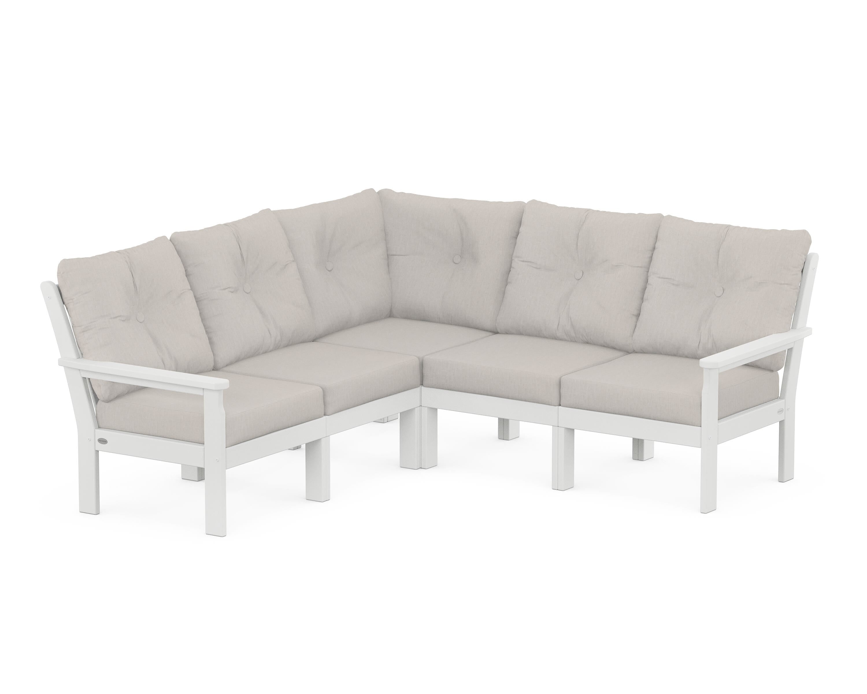 POLYWOOD® Vineyard 5-Piece Sectional in White / Cast Ash