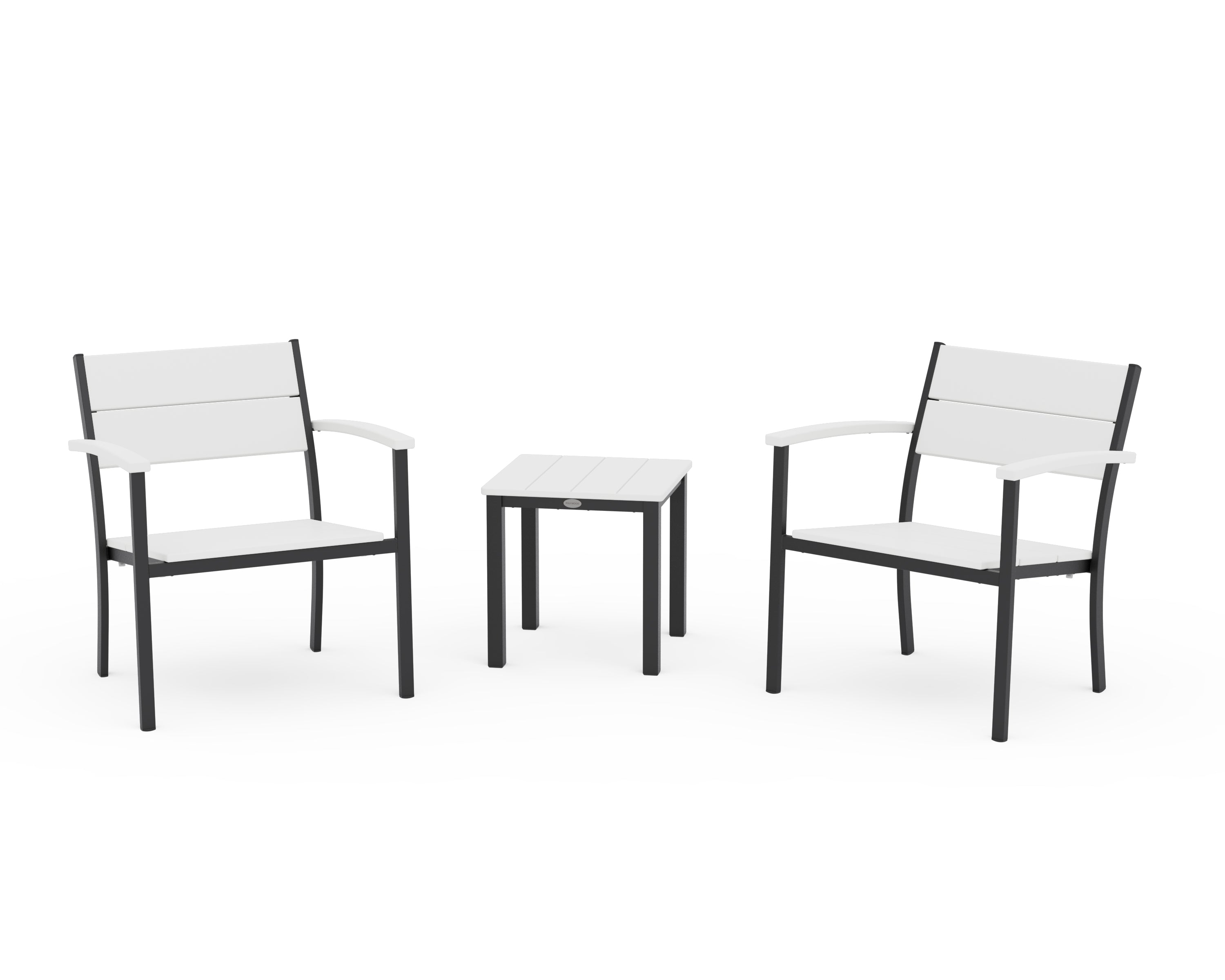 POLYWOOD® Main Street 3-Piece Lounge Chair Set in Black / White