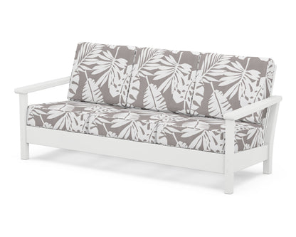 POLYWOOD® Harbour Deep Seating Sofa in White / Leaf Grey Mist