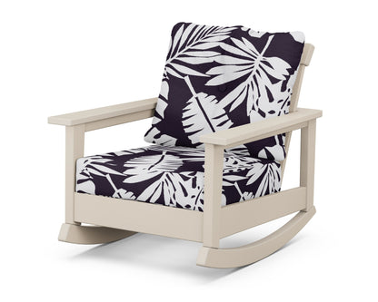 POLYWOOD® Prescott Deep Seating Rocking Chair in Sand / Leaf Navy