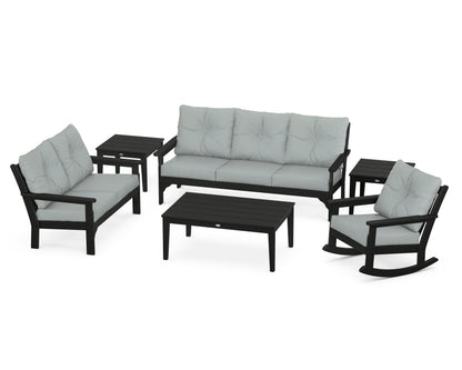 POLYWOOD® Vineyard 6-Piece Deep Seating Set in Black / Spa