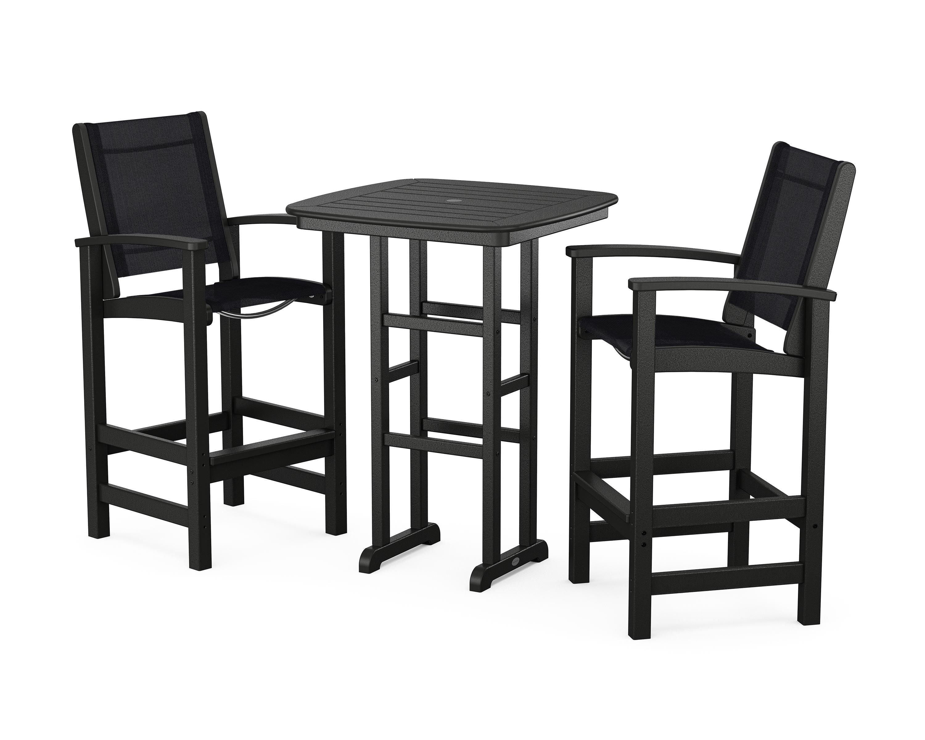 POLYWOOD® Coastal 3-Piece Bar Set in Black / Black Sling