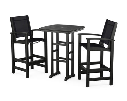 POLYWOOD® Coastal 3-Piece Bar Set in Black / Black Sling