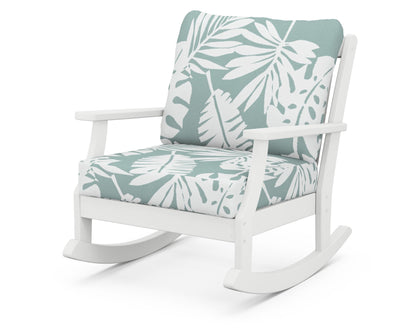POLYWOOD® Braxton Deep Seating Rocking Chair in White / Leaf Glacier Spa