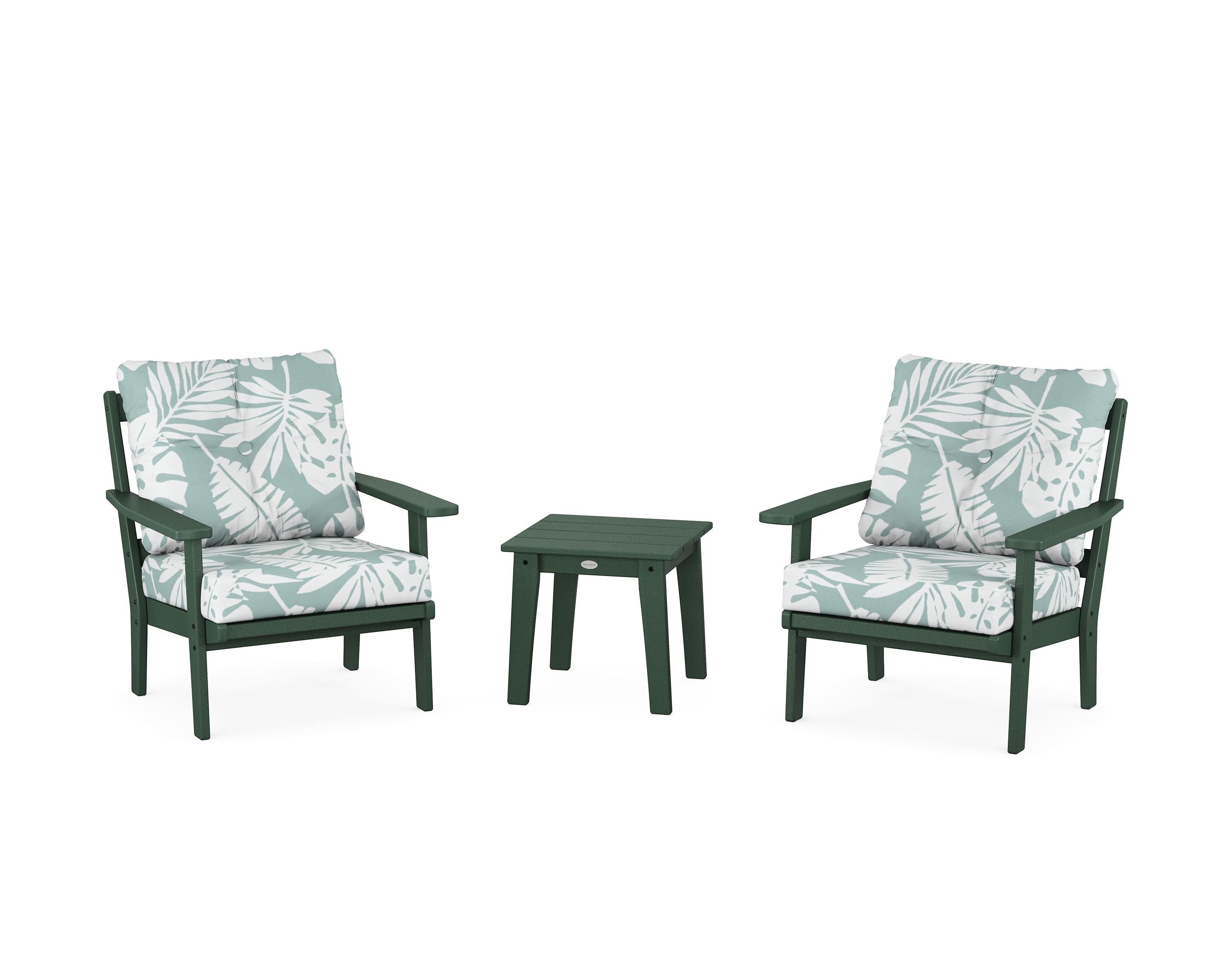 POLYWOOD® Prairie 3-Piece Deep Seating Set in Green / Leaf Glacier Spa