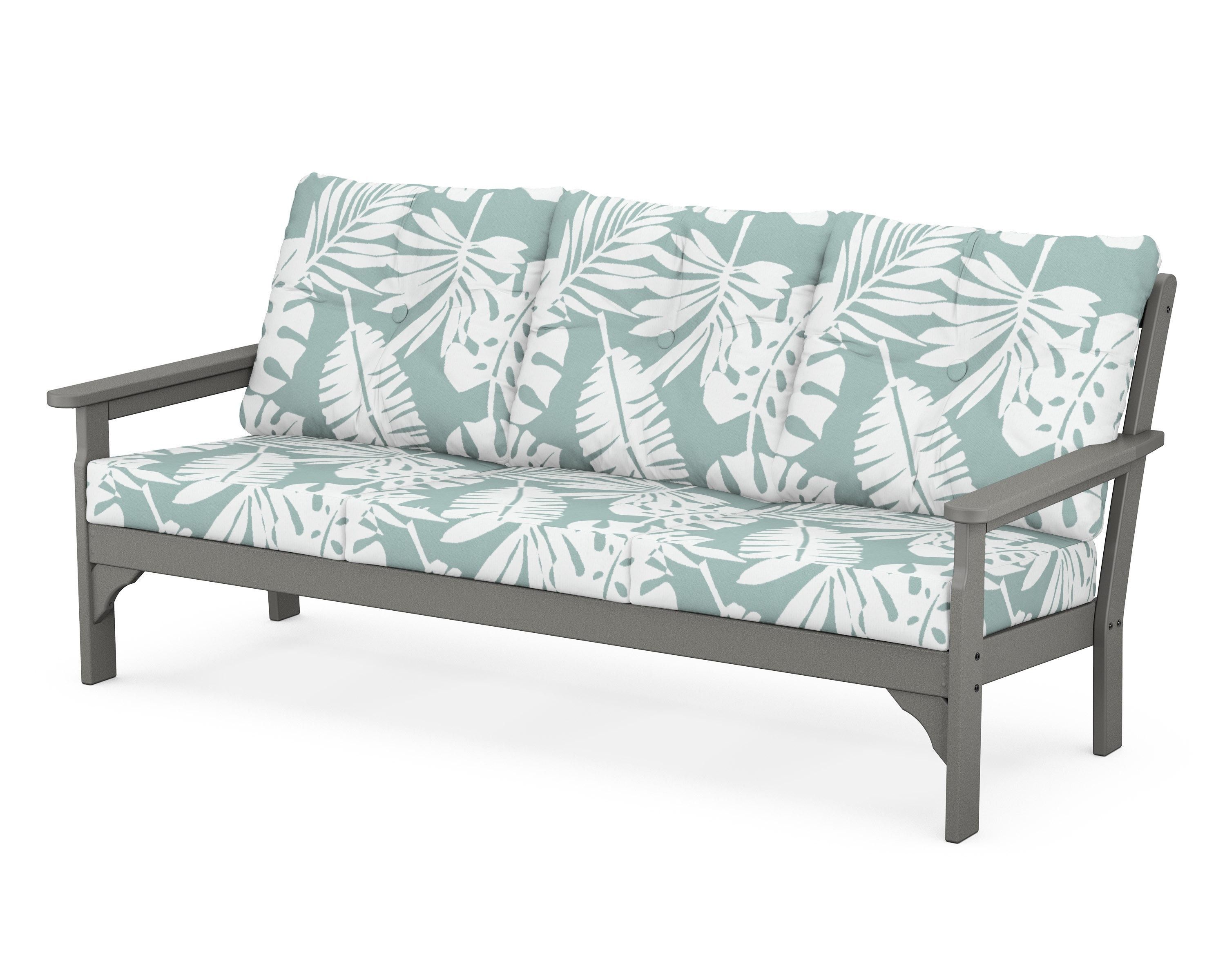POLYWOOD® Vineyard Deep Seating Sofa in Slate Grey / Leaf Glacier Spa