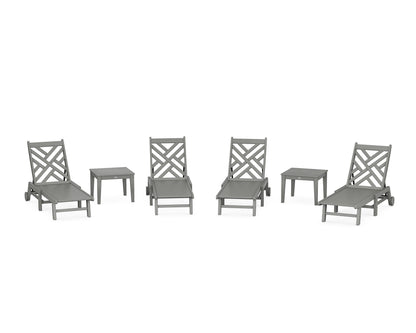 POLYWOOD® Chippendale 6-Piece Chaise Set with Wheels in Slate Grey