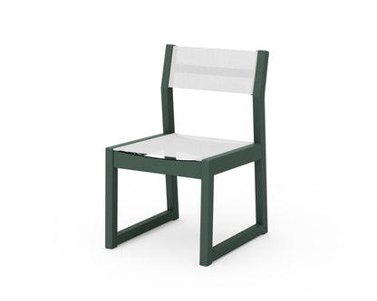 POLYWOOD® Edge Sling Dining Side Chair - 2 Chairs in Green / White Sling