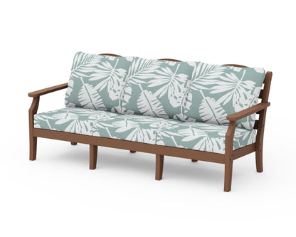 Draper James™ by  POLYWOOD® Savannah Deep Seating Sofa in Teak / Leaf Glacier Spa