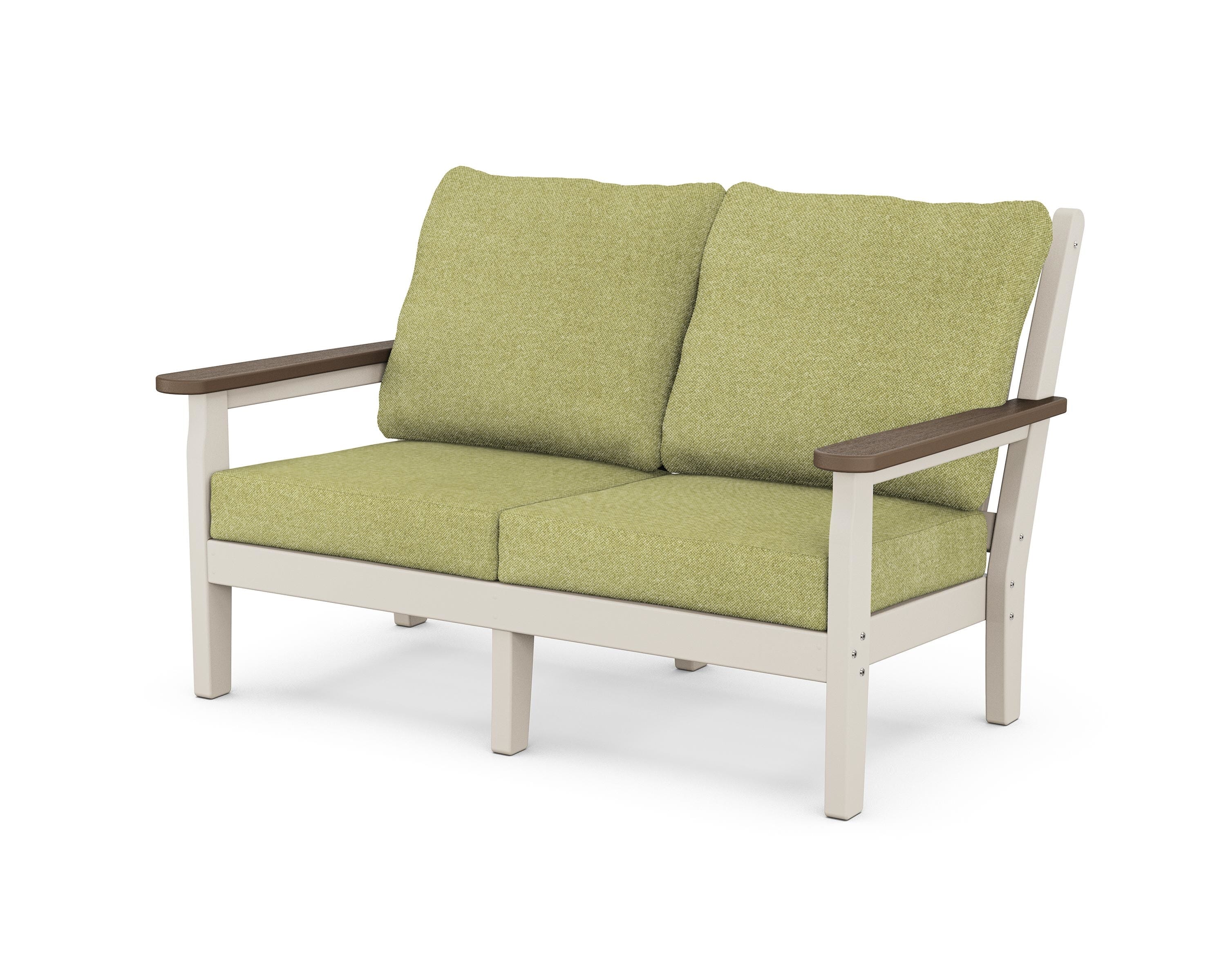 POLYWOOD® Chippendale Deep Seating Loveseat in Sand / Kona / Chartreuse Boucle