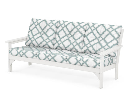 POLYWOOD® Vineyard Deep Seating Sofa in Vintage White / Trellis Glacier Spa
