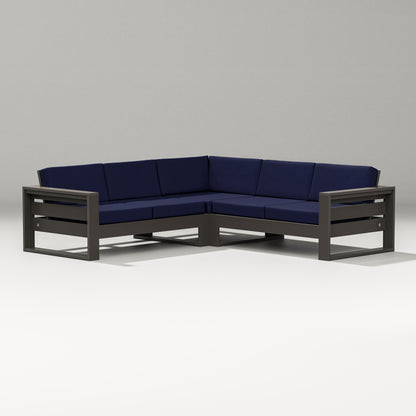 PW Designer Series Latitude Corner Sectional in Vintage Coffee / Navy