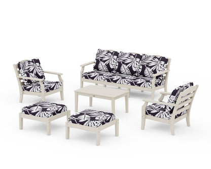 Draper James™ by  POLYWOOD® Savannah 6-Piece Lounge Sofa Set in Sand / Leaf Navy