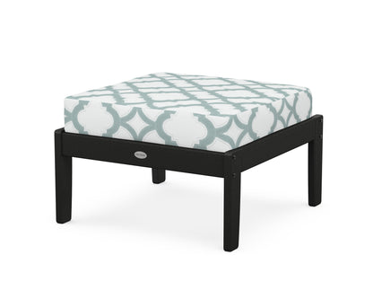 POLYWOOD® Braxton Deep Seating Ottoman in Black / Trellis Glacier Spa