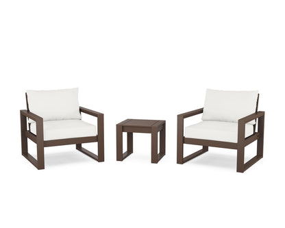 POLYWOOD® EDGE Sectional 3-Piece Deep Seating Set in Mahogany / Natural Linen