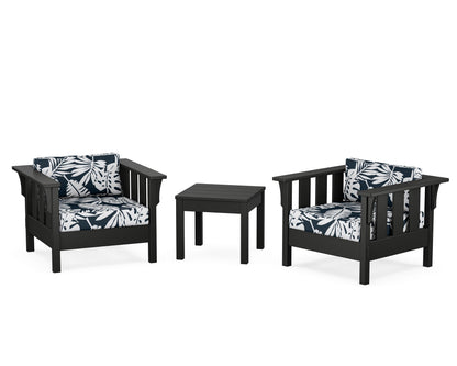 Martha Stewart by POLYWOOD® Acadia 3-Piece Deep Seating Set in Black / Leaf Marine Indigo