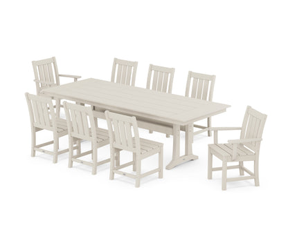 POLYWOOD® Oxford 9-Piece Farmhouse Dining Set with Trestle Legs in Sand
