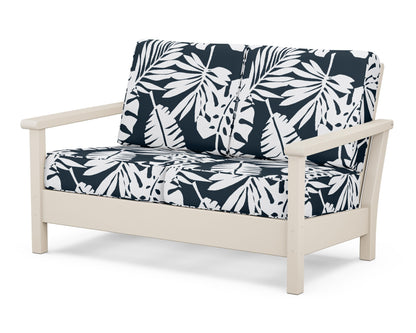 POLYWOOD® Harbour Deep Seating Loveseat in Sand / Leaf Marine Indigo