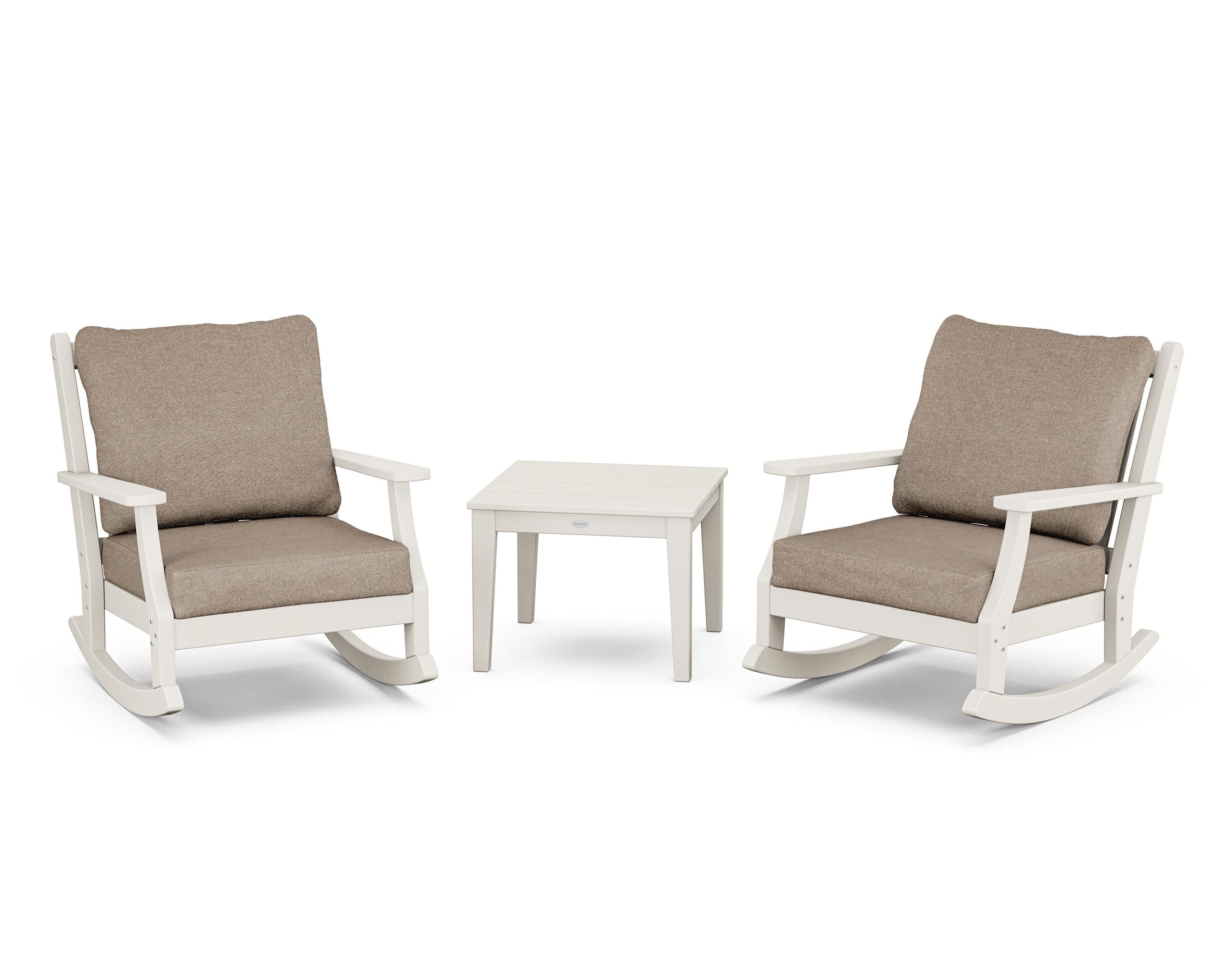 Country Living Wovendale 3-Piece Deep Seating Rocker Set in Sand / Spiced Burlap