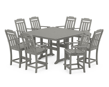 Country Living Cottage 9-Piece Square Counter Set with Trestle Legs in Slate Grey