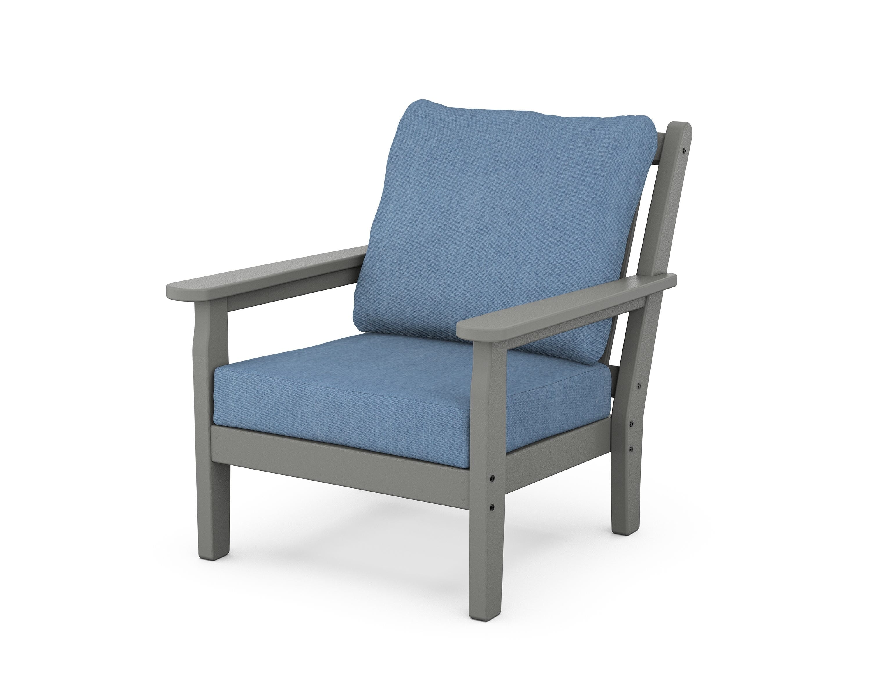 POLYWOOD® Chippendale Deep Seating Chair in Slate Grey / Sky Blue