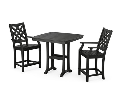 Country Living Wovendale 3-Piece Counter Set with Trestle Legs in Black