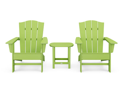 POLYWOOD® Wave 3-Piece Adirondack Chair Set with The Crest Chairs in Lime