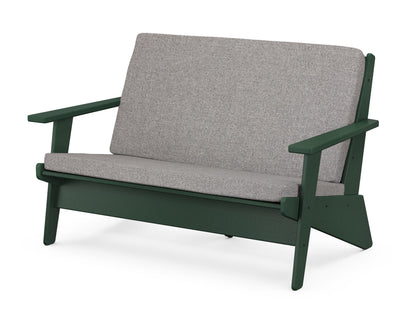 POLYWOOD® Riviera Modern Lounge Loveseat in Green / Grey Mist