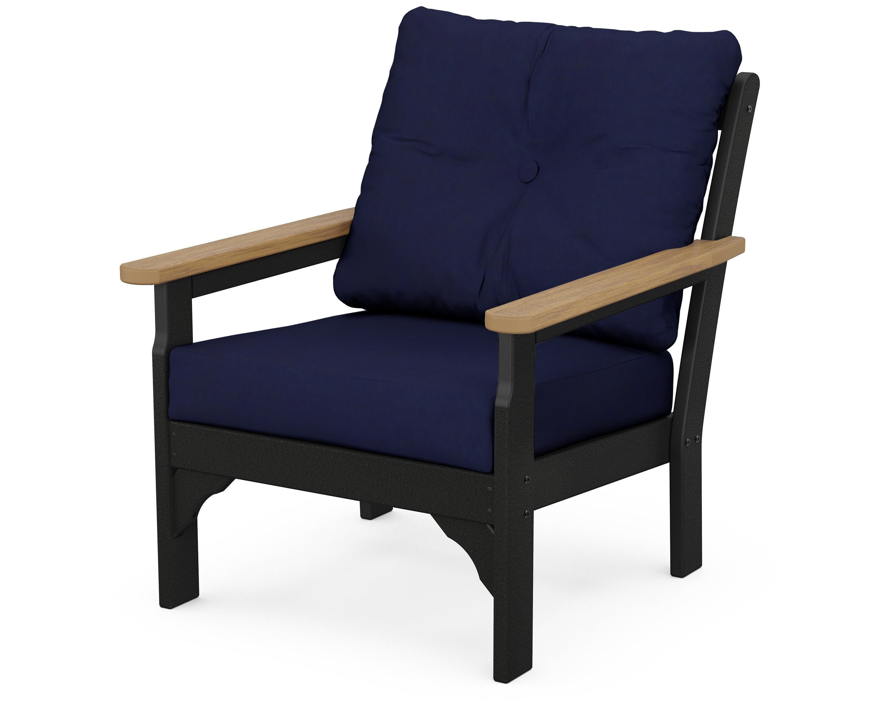 POLYWOOD® Vineyard Deep Seating Chair in Black / Natural / Navy